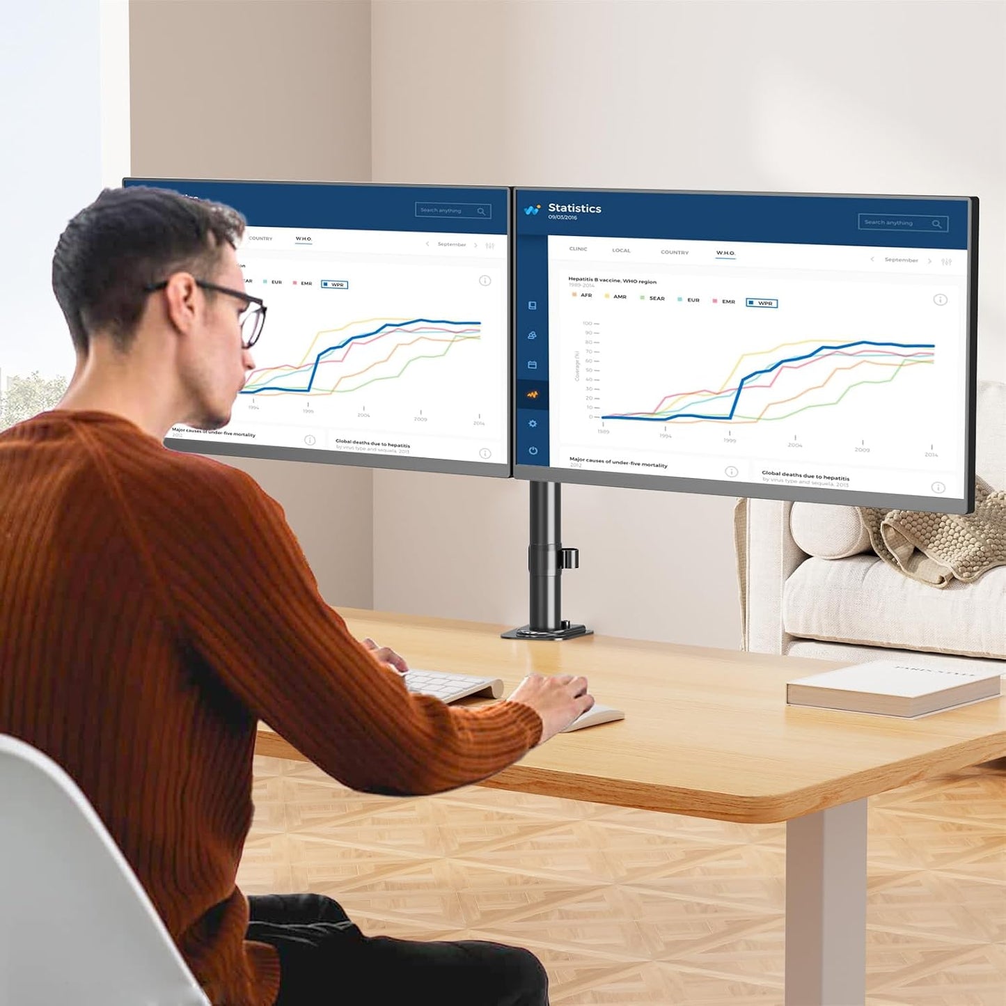MOUNT PRO Single Monitor Stands Fits 13-32 inch/17.6 lbs Screen, Free-Standing Computer Monitor Mount for Desk, Display Standing with Adjustable Height/Tilt/Swivel/Rotation, VESA 75x75 100x100