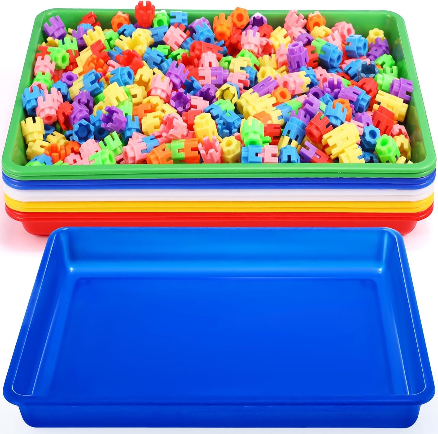 Hoteam 10 Pcs Flat Storage Organizer Tray Bin Paper Tray for Classroom Plastic Stackable File Organizer for School Office Teacher Book Organization(Clear,13.78 x 9.84 x 3.15 Inch)