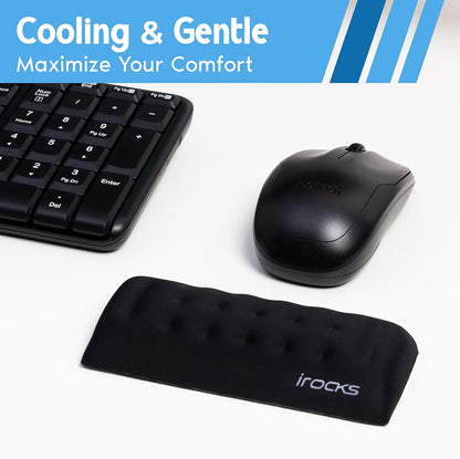 i-Rocks Memory Foam Keyboard Wrist Rest - Pain-Reducing Wrist Rest for Computer Keyboard - Non-Slip Rubber Base Wrist Rest - Cooling Keyboard Pad for Long Hours of Work, Studying, Gaming