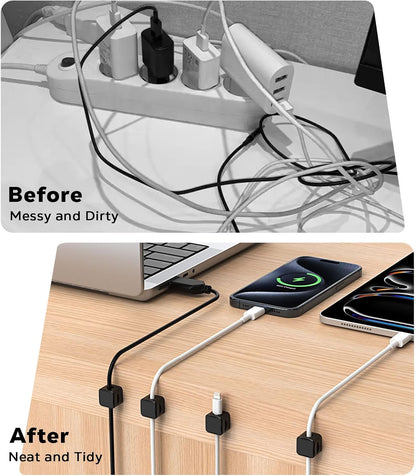 MoKo 6 Pack Magnetic Cable Clips, Under Desk Cable Management, Adhesive Magnetic Cord Holder, Magnetic Cord Organizer Wire Holder Keeper Organizer for Nightstand Desk Office Car Wall Glass, White