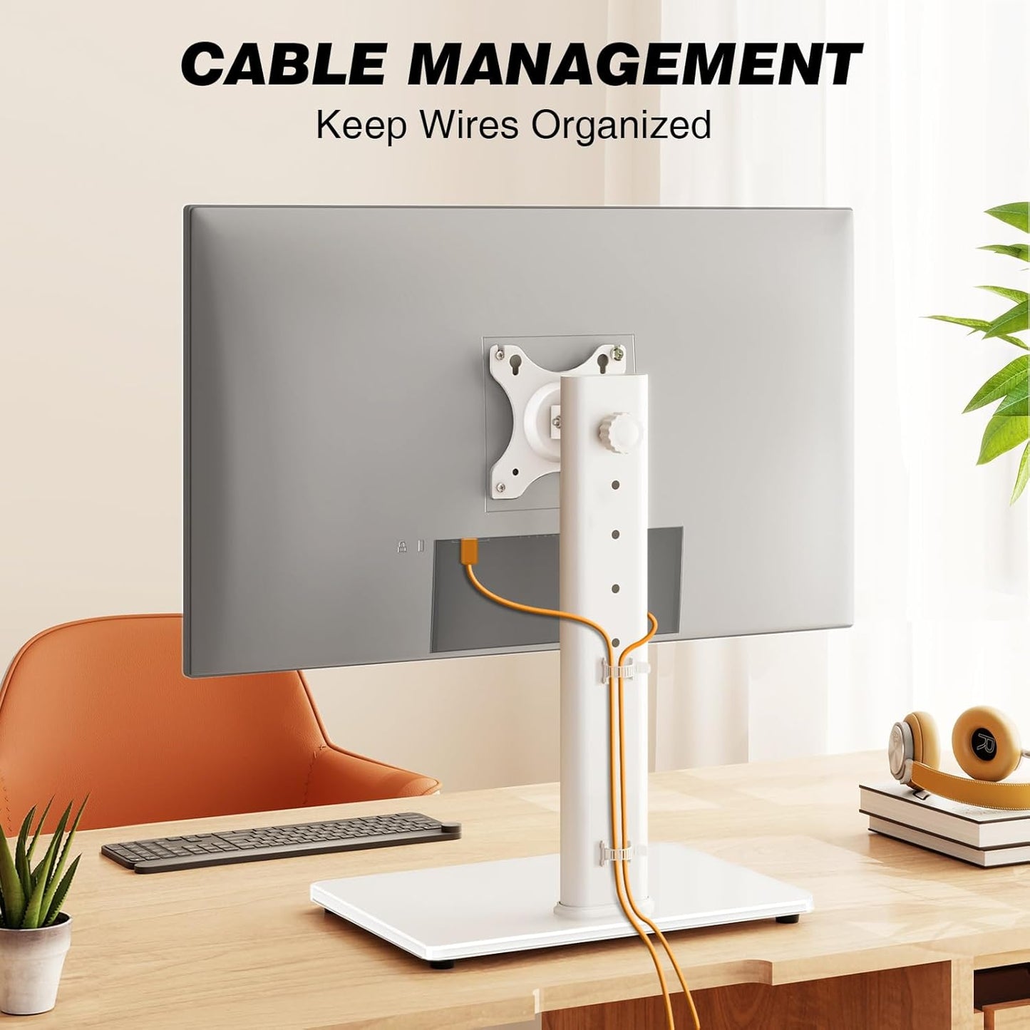 Single Monitor Stand VESA Mount for 13-32 Inch Screens, Free-Standing Monitor Riser with Swivel Tilt Rotation Height Adjustable, Universal Desk Stand up to 44lbs, VESA 75x75, 100x100mm