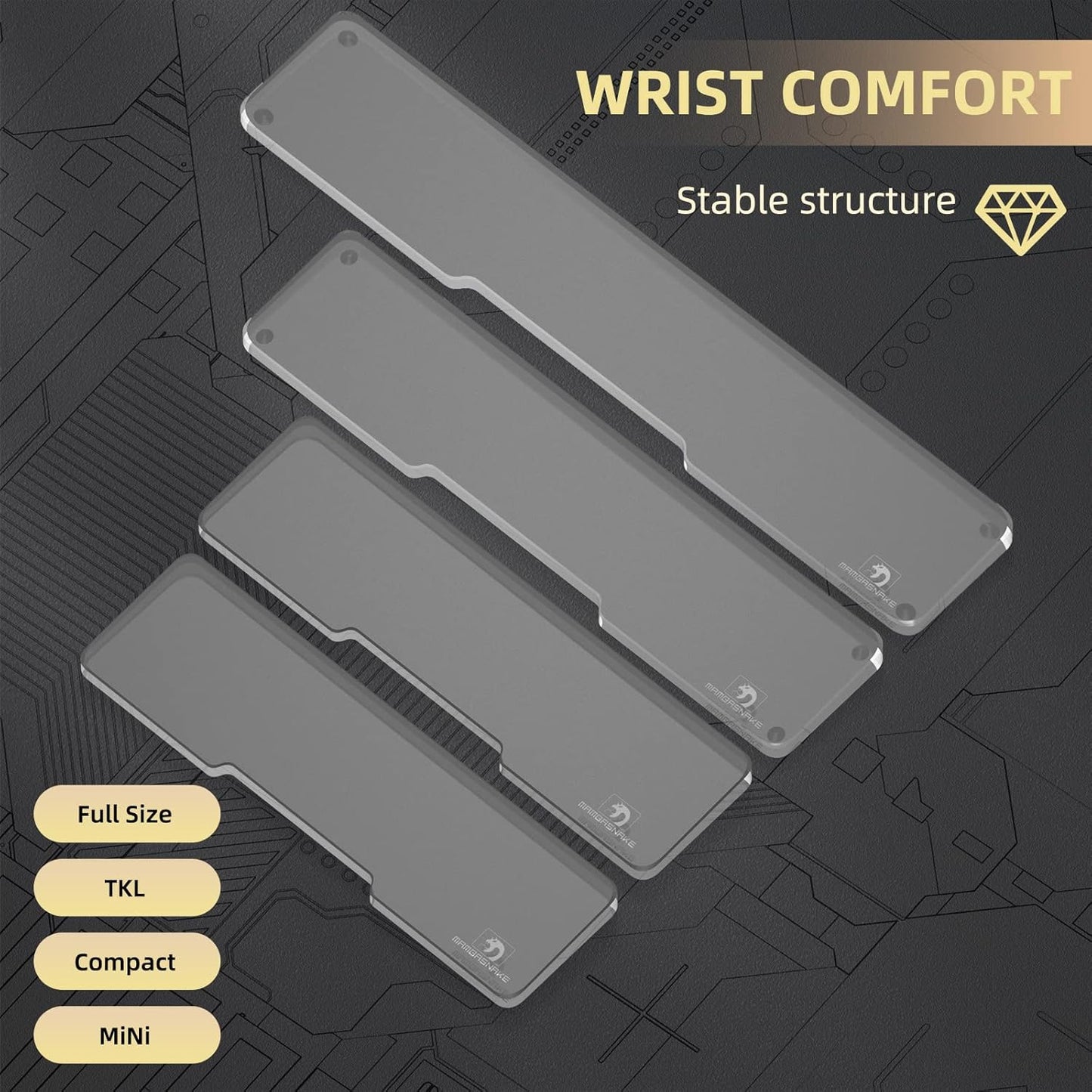 SELORSS Acrylic Keyboard Wrist Rest 98-Key Mechanical Keyboards Ergonomic Palm Rest for Computer Keyboard,Anti-Slip Base,Wrist Pad for Laptop,Office & Home-Easy Typing