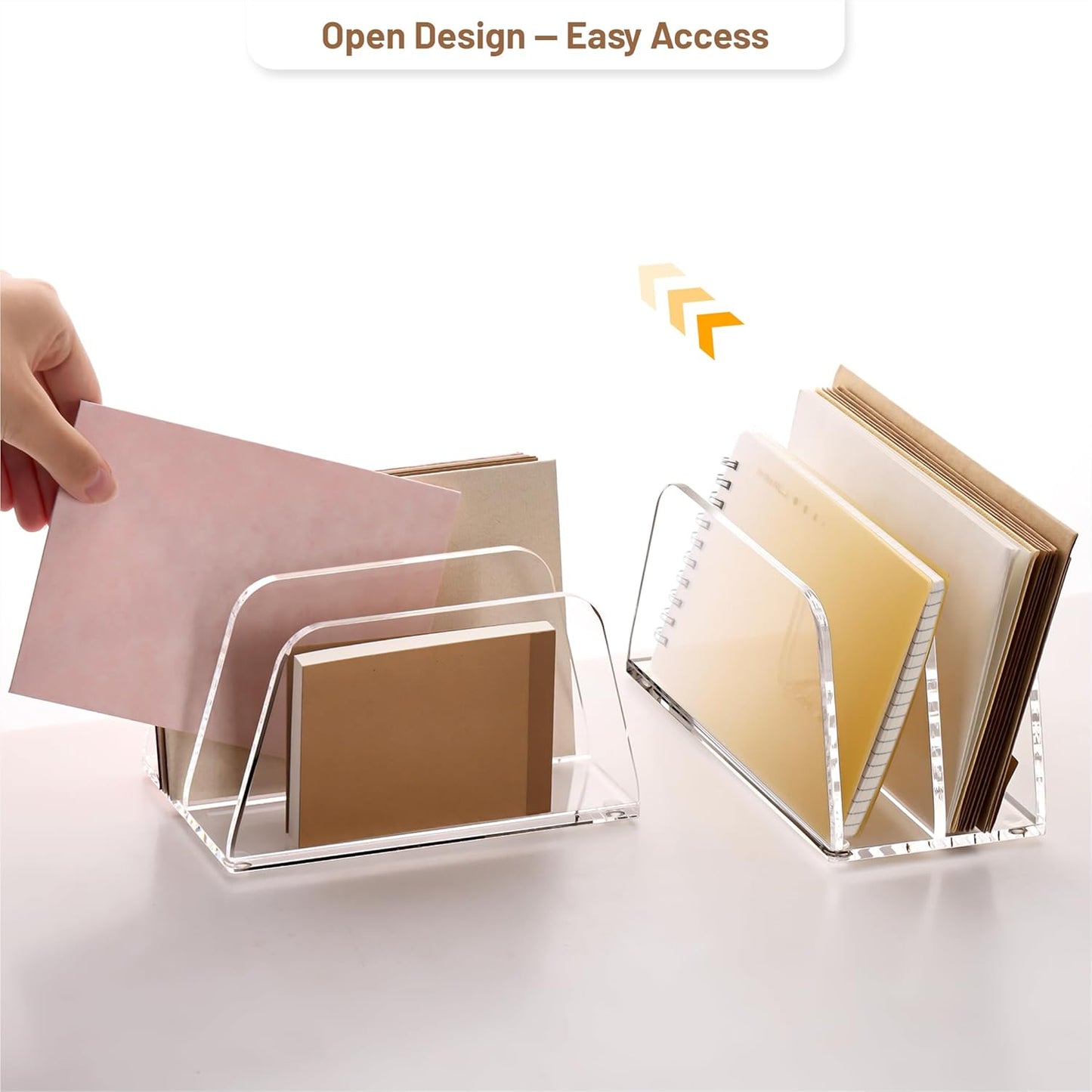 YUXUN Desk File Organizer,5-Section Vertical Clear Acrylic Desk Organizer File Holder Mail Sorter Office Organization for Office Home &Classroom（B5）