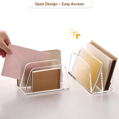YUXUN Desk File Organizer,5-Section Vertical Clear Acrylic Desk Organizer File Holder Mail Sorter Office Organization for Office Home &Classroom（B5）