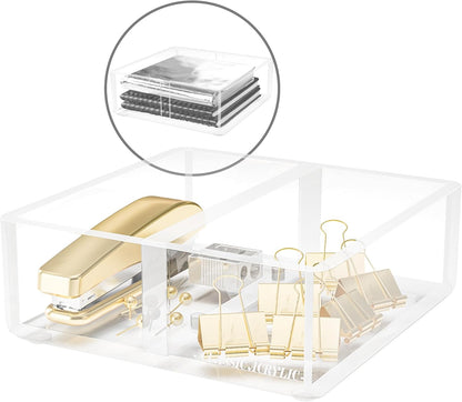 Paper Clip Holder w/ Adjustable Compartment includes Premium Gift Box. Great Gift for Christmas. Durable & Stylish Desk Organizer for Office Supplies & Sticky Note/Post it Note Holder.