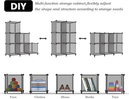 AWTATOS Cube Storage Organizer, Storage Cubes Shelves Bookshelf, 6 Cube Closet Organizers and Storage, DIY Stackable Plastic Clothes Organizer Shelving for Bedroom, Home, White