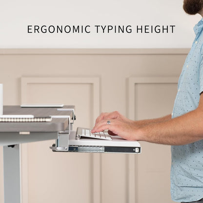 VIVO Large Clamp-on Computer Keyboard and Mouse Under Desk Slider Tray, 27 x 11 inch Pull Out Platform Drawer, White, MOUNT-KB05W