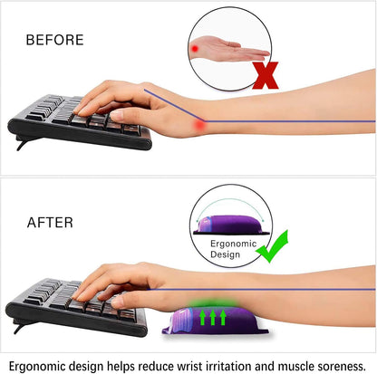 ArtSo Upgraded Wrist Rest Support for Mouse Pad & Keyboard, Ergonomic Gel Mousepad Non-Slip Rubber Base Home,Office Pain Relief, Easy Typing Cushion Neoprene, Soft Memory Foam, Purple Heart Butterfly