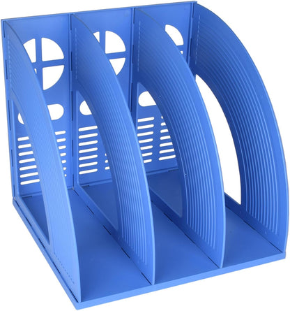 SAYEEC Magazine Holder Sturdy Binder Holder Desk File Sorter Plastic File Folder Organizer Stand Book Shelf Dividers Vertical Storage Rack Desktop Bookshelf Display Box for Office School Home (Black)