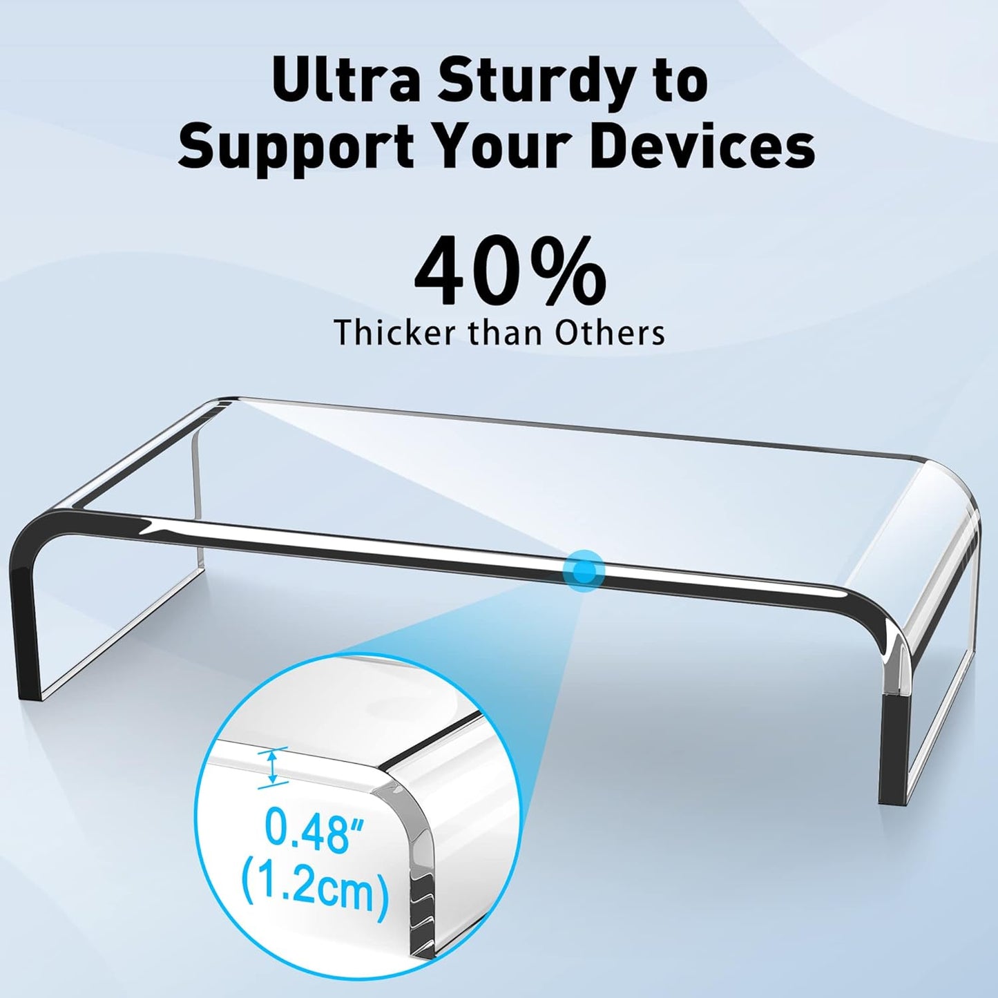 AboveTEK Acrylic Monitor Stand, Premium Large Monitor Riser 20 inch, Crystal Clear Acrylic Computer Stand Laptop Desk Stand for Home Office Printer TV Screen Keyboard Storage