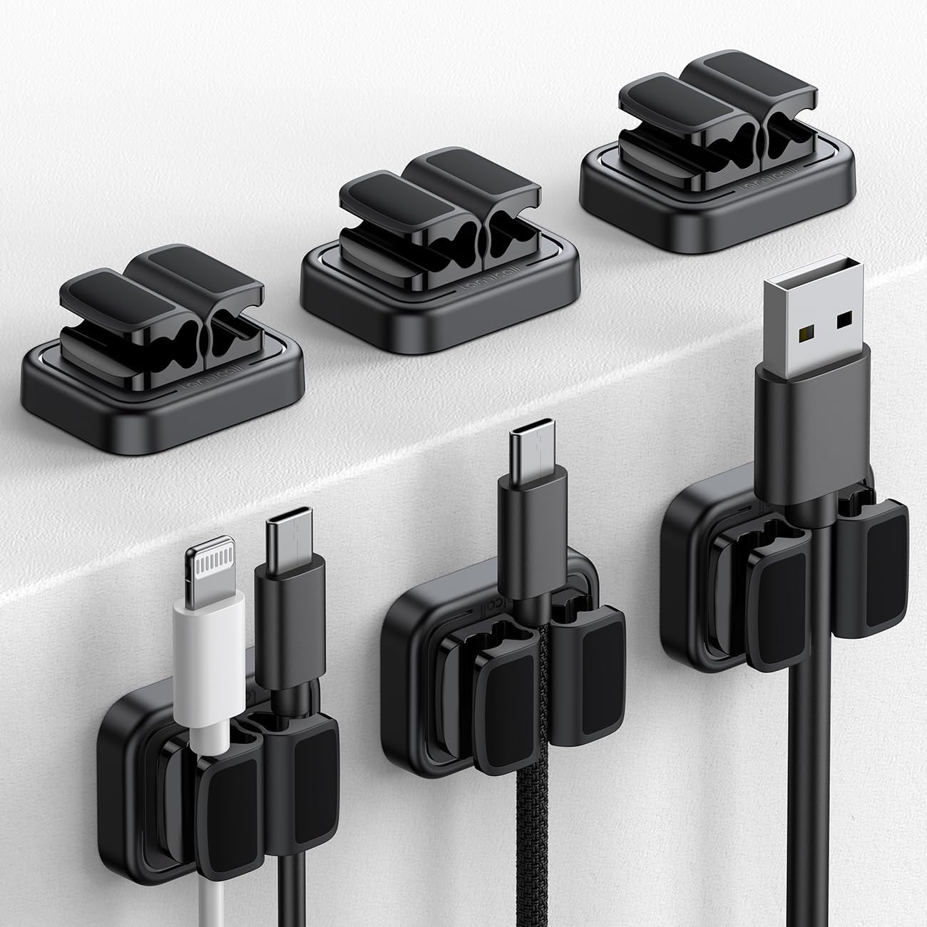 6Pack Rotatable Cord Organizer, Spring Cable Clips - Lamicall [1s Lock] Cord Holder, Desk Phone Charger Cable Management, Adhesive Wire Organizer Keeper for Nightstand, Home Office Accessories