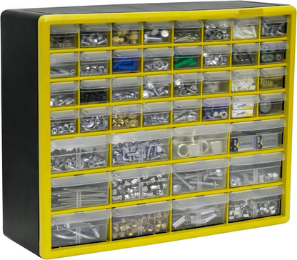 Akro-Mils 24-Drawer Plastic Drawer Storage Cabinet for Garage Organization, Bead Organizer, Building Bricks Storage, Teacher Toolbox, Makeup Organizer, 20" W x 6" D x 16" H, 10124 Black