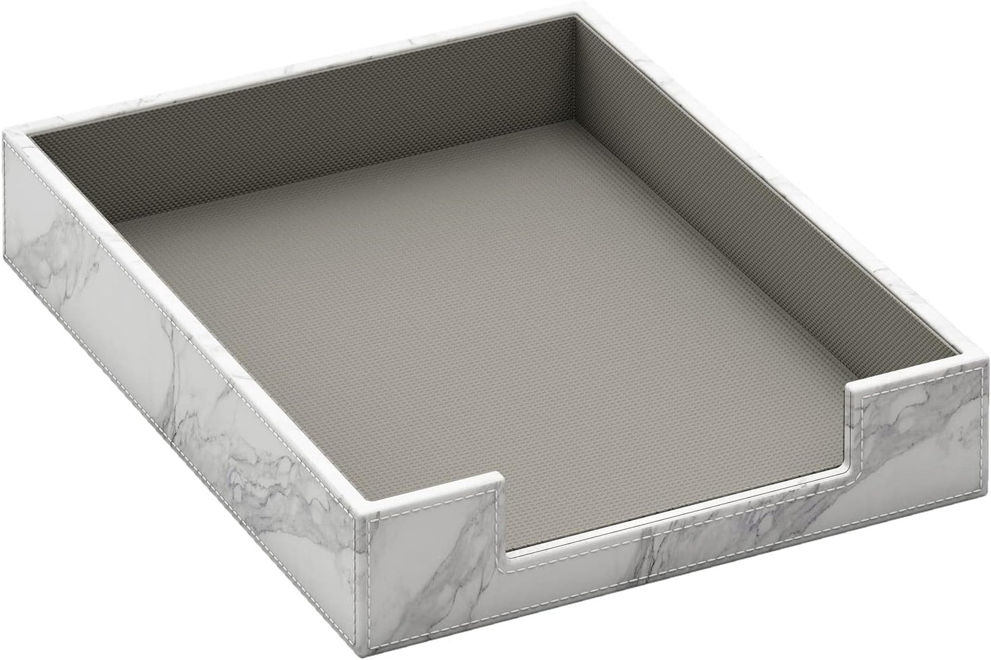 Leather Letter Tray, THIPOTEN Elegant Desk Organizer for Office Supplies, Mail, Paper, File, Magazine, Perfect Office Organization for Desktop(Grey)