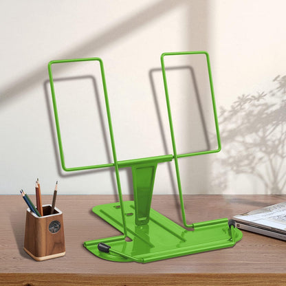 Honagu Book Stand for Reading, Adjustable Reading Rest Book Holder, Documents Holder, Sturdy Typing Stand for Recipes Textbooks Tablet Music Books (Green)