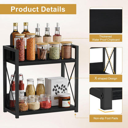 Giikin Countertop Shelf Organizer, 2 Tier Kitchen Spice Rack Organizer for Countertop, Wood Coffee Counter Shelf Organizer for Home (Bamboo, S)