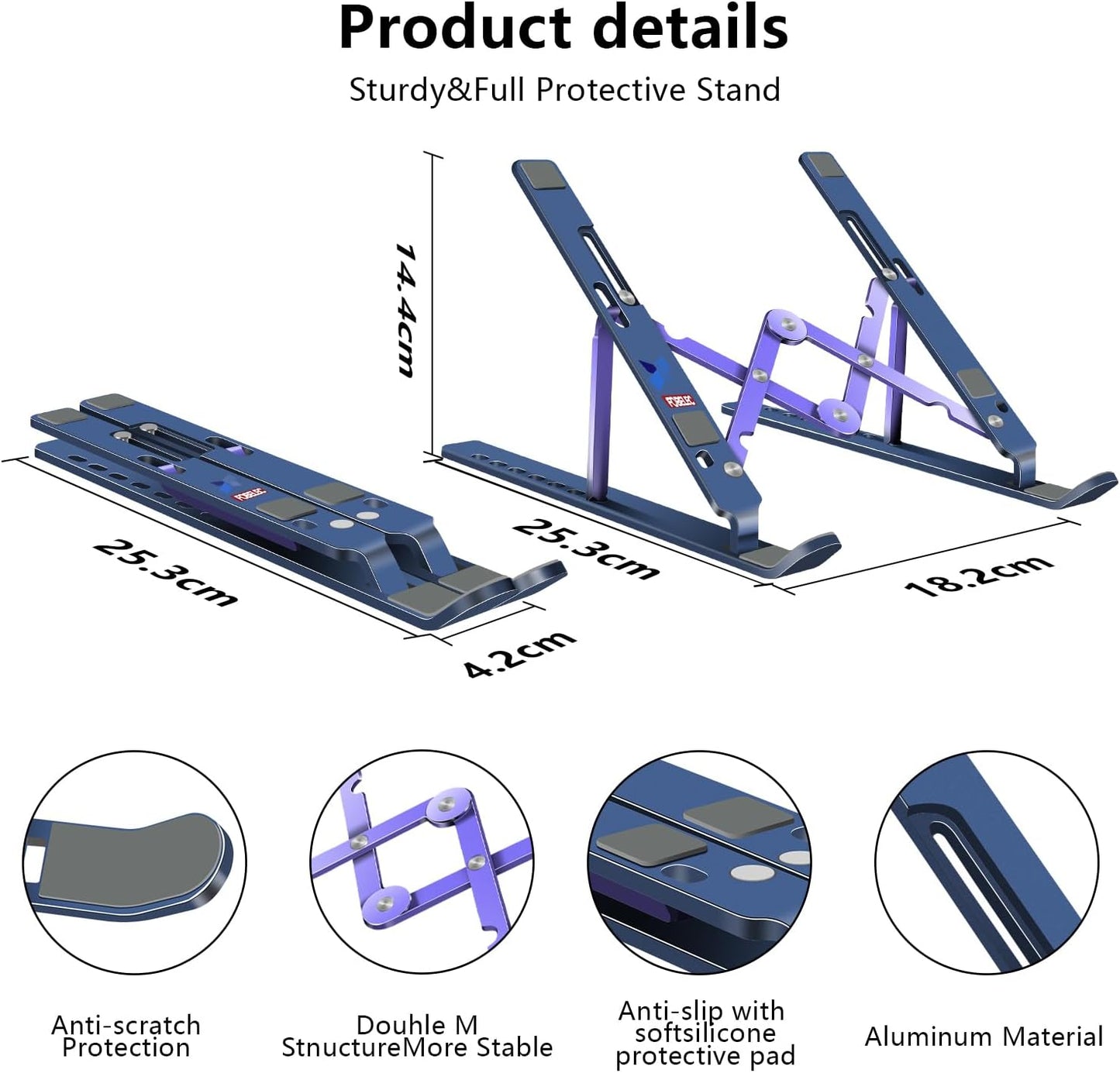 Laptop Stand, Computer Tablet Stand, Adjustable Aluminum Foldable Portable Laptop Holder Riser, Compatible with MacBook Air Pro, Lenovo, HP, Dell, More 10-15.6” Laptops and Tablets (Red)