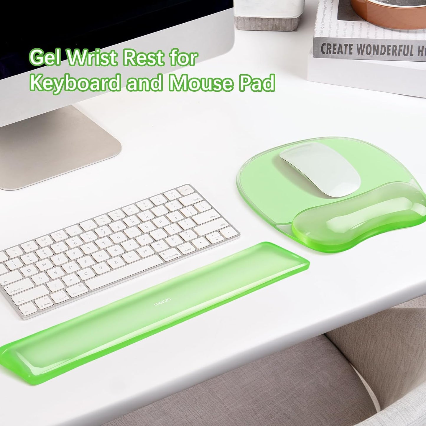 MOSISO Gel Wrist Rest Support for Mouse Pad&Keyboard Set, Irregular Oval Ergonomic Mousepad Keyboard Pad Non-Slip Base Home/Office Pain Relief&Cooling Gel Easy Typing Pad for Computer Laptop, Pink