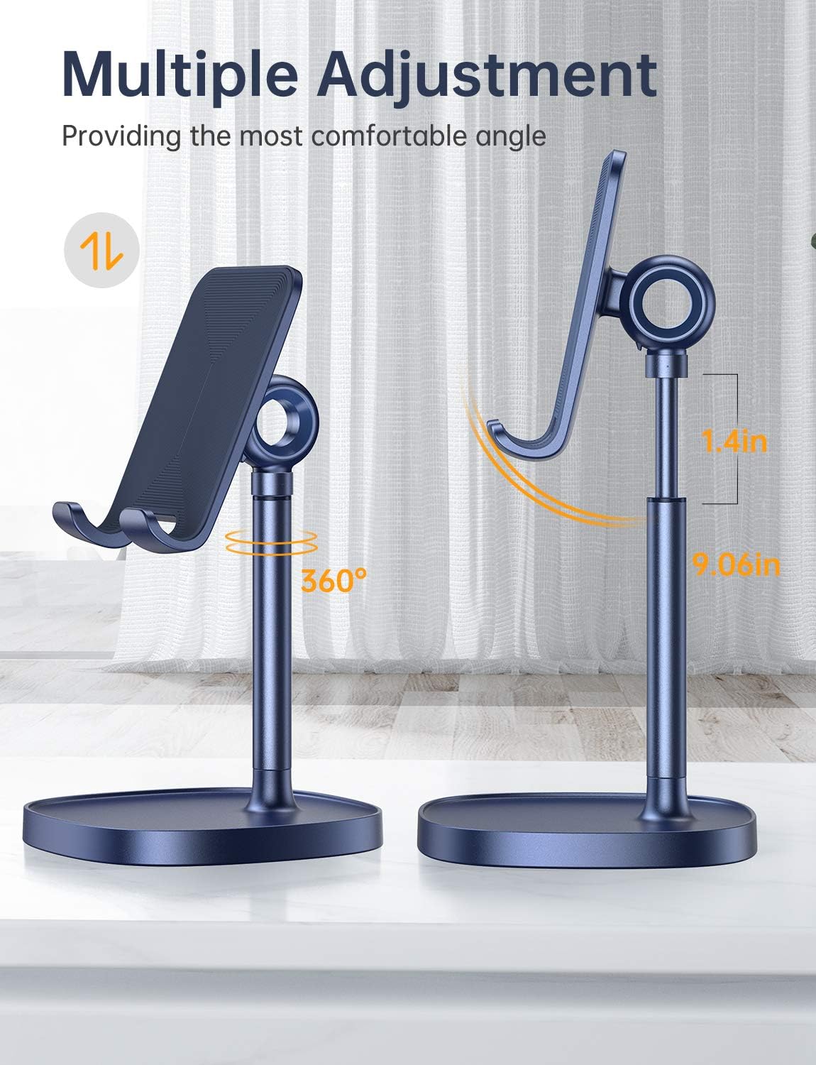 LISEN Cell Phone Stand Phone Holder for Desk Office Decor, Office Desk Accessories Women PC Gaming Essentials iPhone Stand Gadgets Men Gifts for Mom Fit OtterBox Case Switch iPad Air Tablet 4-10 in
