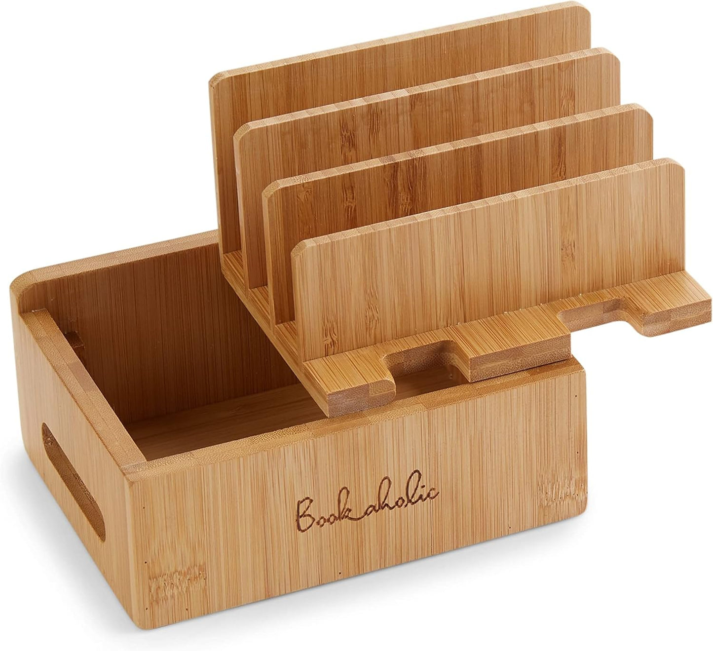 Bamboo Charging Station & Multi-Device Organizer – Large Capacity Desktop Dock for Smartphones, iPhone, iPad, and Tablets