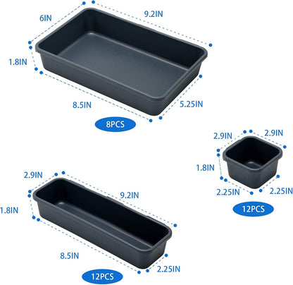 BYCY 32 PCS Desk Drawer Organizers - Interlocking Tool Boxes with 3 Sizes, Office, Bathroom, Kitchen, Makeup