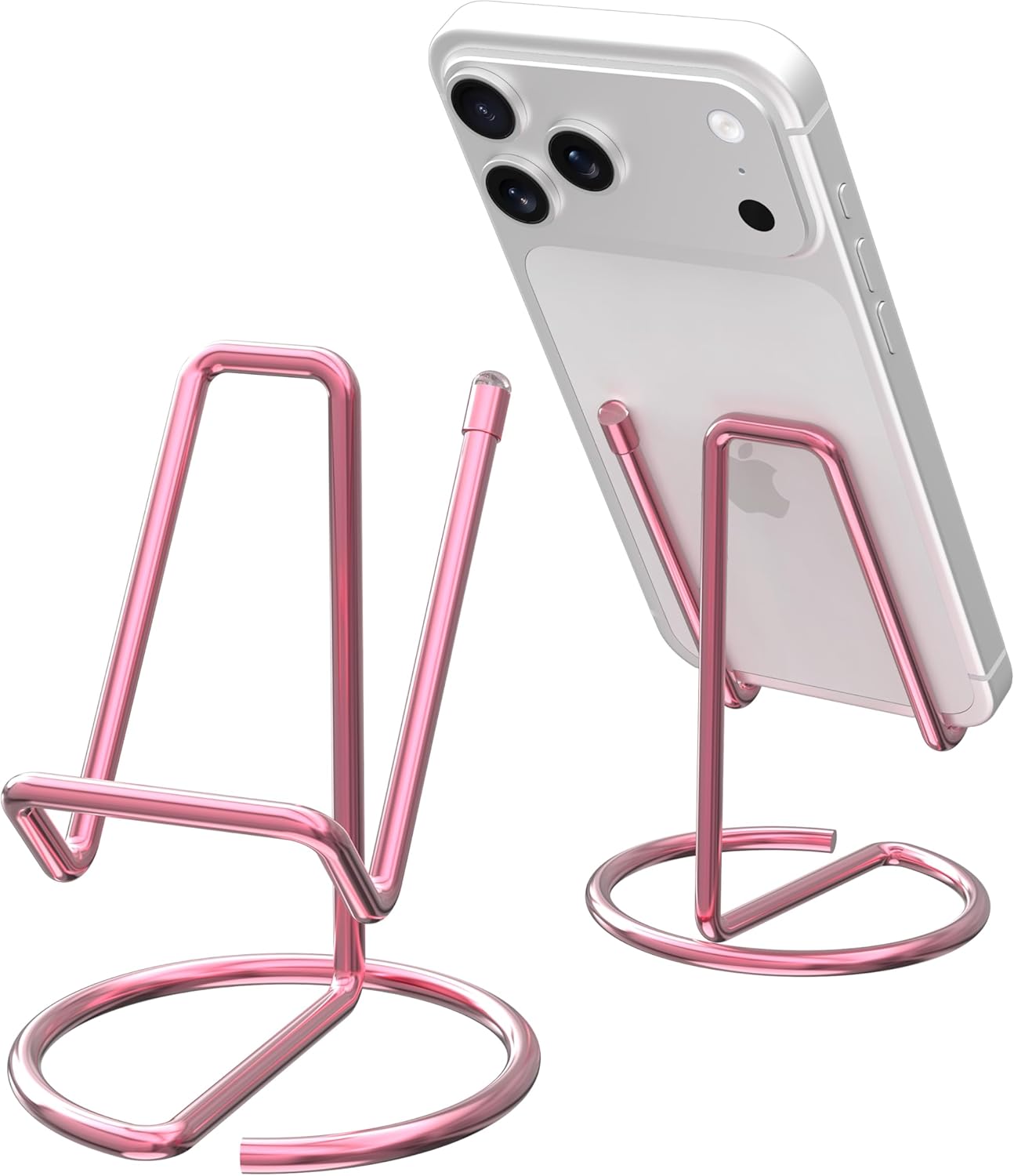 Metal Cell Phone Stand for Desk, Cute One-Piece Phone Holder, Stable Desktop Display Dock for iPhone, iPad, Samsung, Tablets & All Mobile Phones, Gold