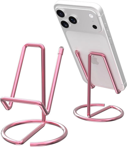 Metal Cell Phone Stand for Desk, Cute One-Piece Phone Holder, Stable Desktop Display Dock for iPhone, iPad, Samsung, Tablets & All Mobile Phones, Gold