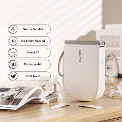 NIIMBOT 300 DPI D11 Label Maker Machine with 1 Tape, Mini Portable Label Printer, Bluetooth Thermal Label Printer Sticker Labeler for Office Home Kitchen School Organization, White