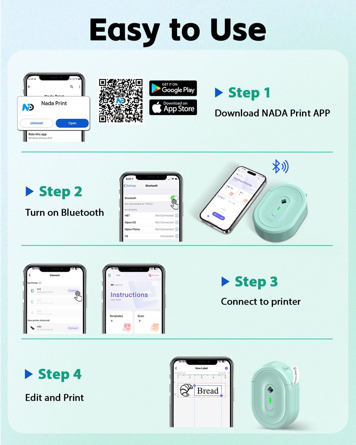 N12 Label Maker Machine with Tape, Portable Thermal Label Printer, Mini Labeler Wireless Bluetooth Label Makers for Home Office Kids Items