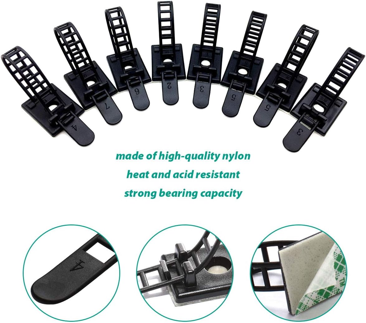 25 Pieces Desk Wire Organizer Cable Ties Zip Ties Adhesive Cord Clips Cable Management Cord Keeper Desk Wire Management