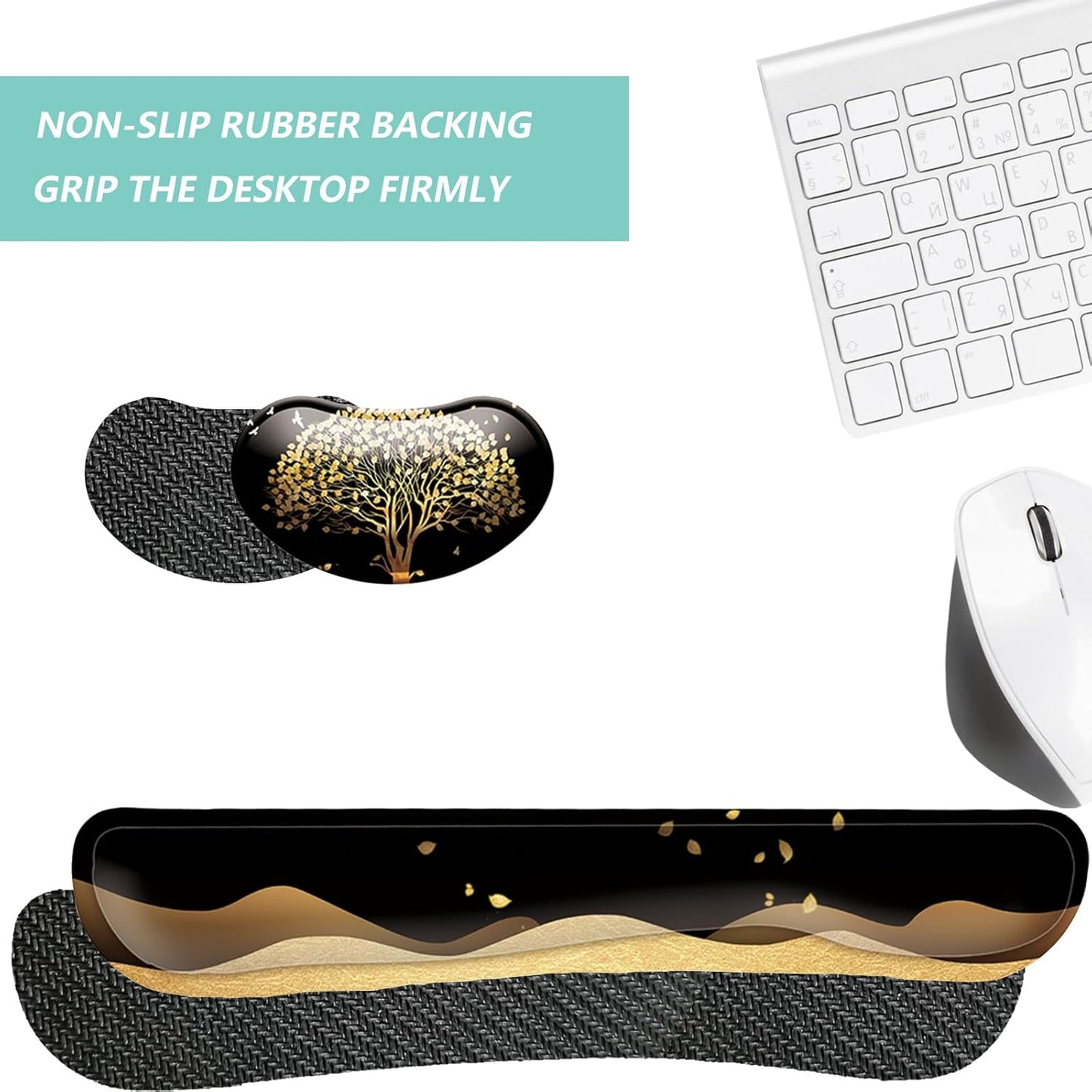 Keyboard Wrist Rest Mouse Wrist Support Set, Memory Foam Wrist Rest Pad for Computer Laptop Keyboard Mouse, Ergonomic Wrist Cushion Support for Typing Pain Relief, Gaming Home Office, Purple
