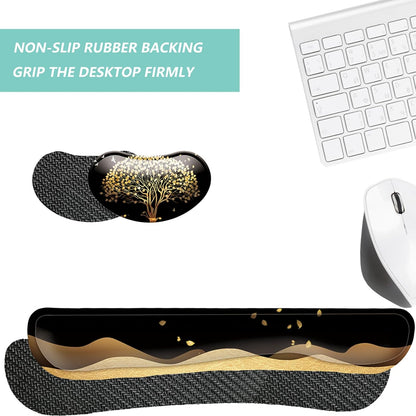 Keyboard Wrist Rest Mouse Wrist Support Set, Memory Foam Wrist Rest Pad for Computer Laptop Keyboard Mouse, Ergonomic Wrist Cushion Support for Typing Pain Relief, Gaming Home Office, Purple