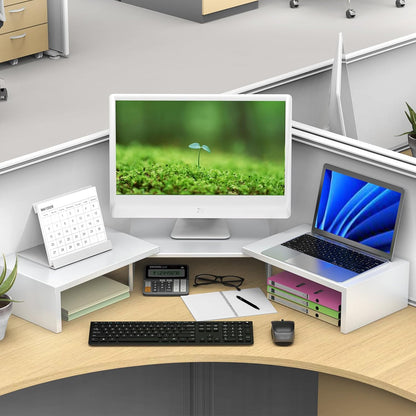 Desk Organizers and Accessories, Dual Monitor Stand Riser, Monitor Desk Shelf for Desktop Organization (Black)