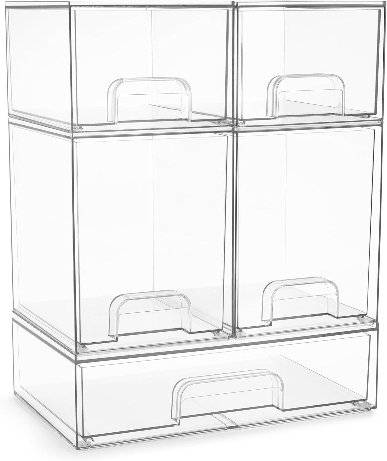 Sorbus Acrylic Storage Containers - 2 Pack, Stackable Storage Bins Set for Bathroom Organization - Clear Acrylic Drawer Organizers - Makeup Case Pull-Out Drawers (7.6’’ Tall)