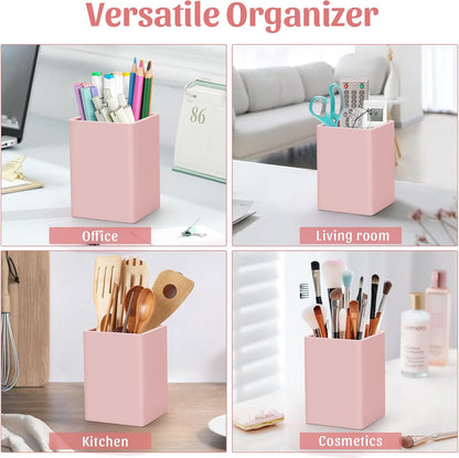 Pen Holder for Desk,Nordic Elegance Square Silicone Pencil Holder Soft Minimalist Desk Pen Cup Stand Waterproof Multifunctional Office Supplies for Home,Kids and School(Grey)