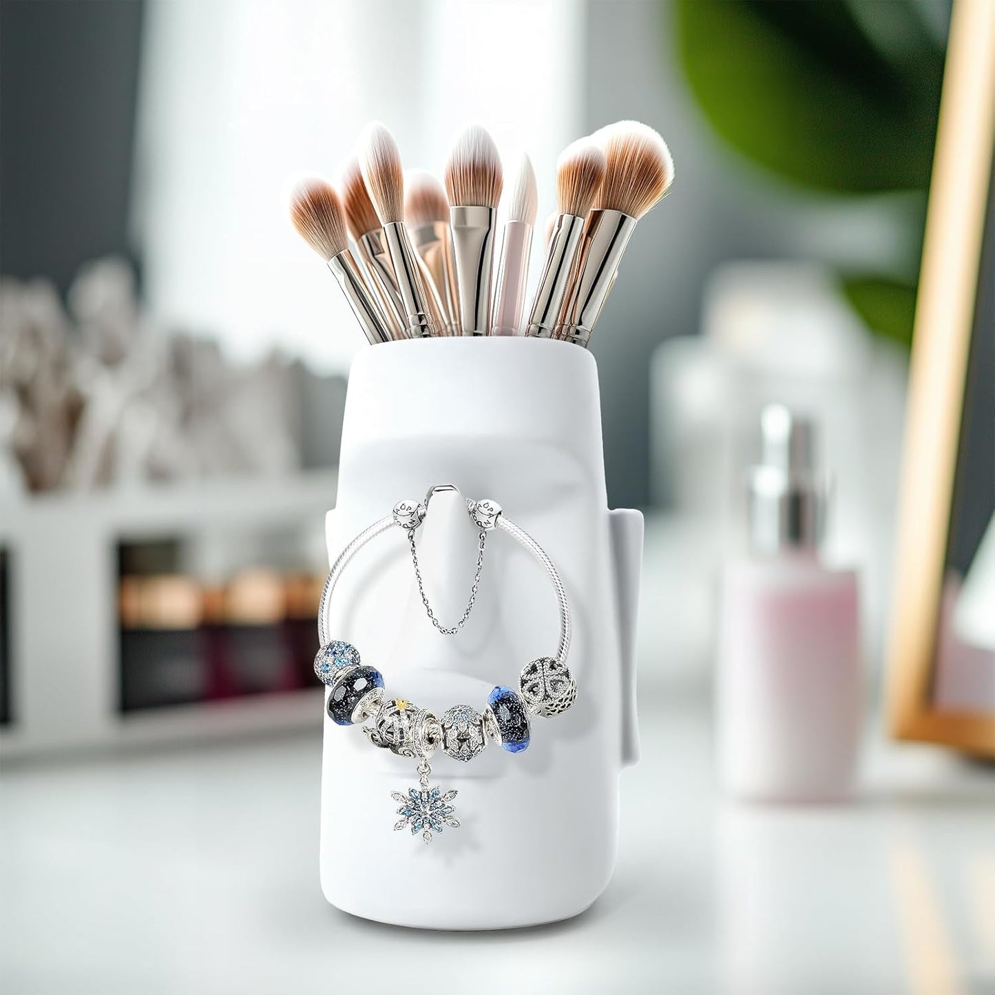Multifunctional Handmade Eyeglass Holder and Pen Holder Desk Organizer for Office, Home Decor,Creative vase, Makeup Brush Storage (Black)