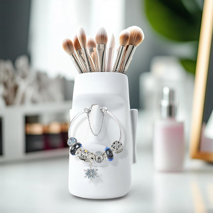 Multifunctional Handmade Eyeglass Holder and Pen Holder Desk Organizer for Office, Home Decor,Creative vase, Makeup Brush Storage (Black)