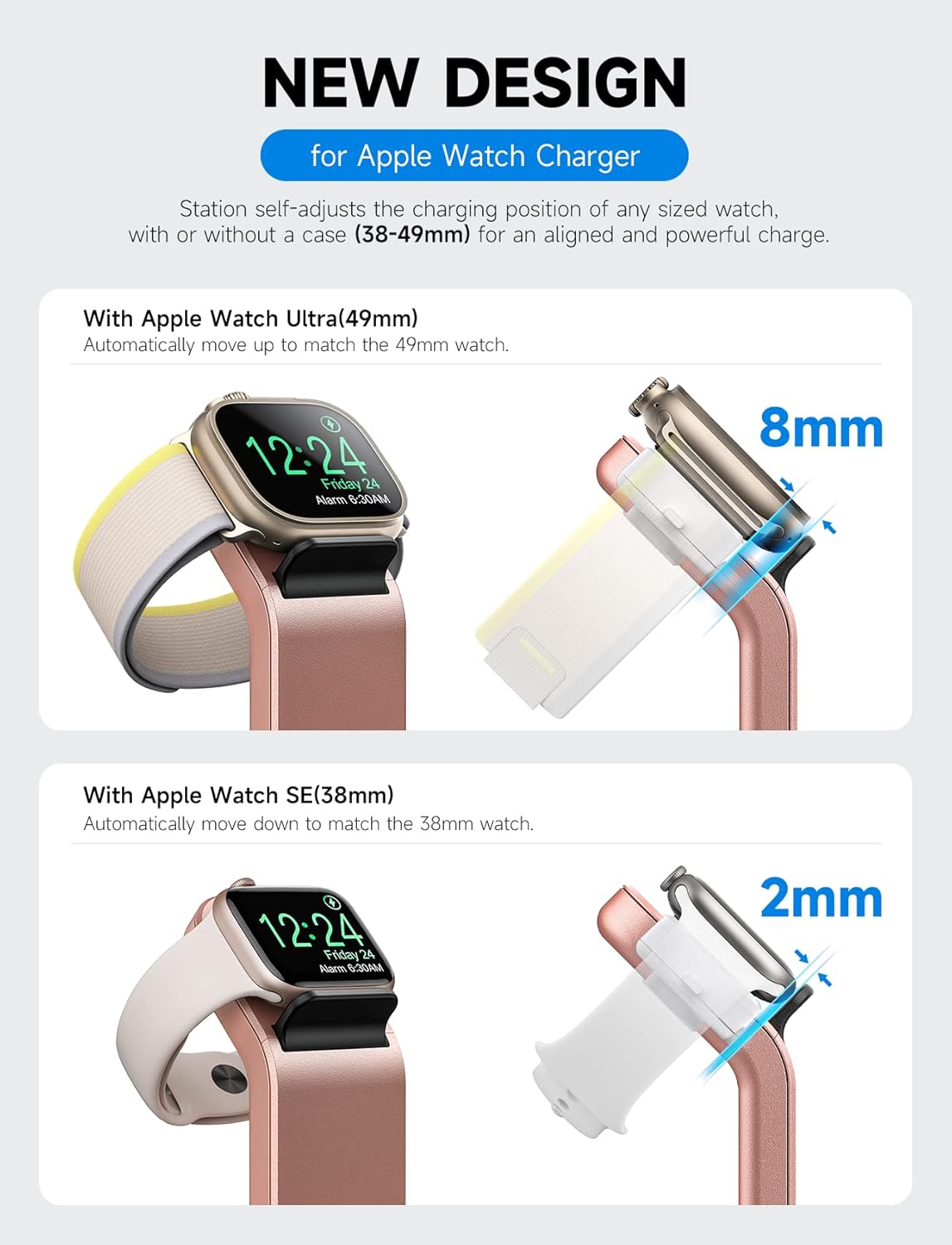 Wireless Charging Station 3 in 1 RJR Compatible with Apple Devices, Charging Dock for iWatch, Built-in Wireless Charger Stand for iPhone Series AirPods Gifts (with 18W Adapter) Graphite Black