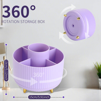 Camelmother Pen Holder For Desk With 5 Slots 360°Rotating Pencil Holder Makeup Organiezr Teacher Supplies Office decor (purple)