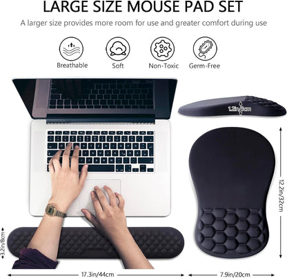 Mouse Pad Wrist Support, Laokiiy 2 in1 Keyboard Wrist Rest+ Ergonomic Mouse Pad, Non-Slip Wrist Rest for Computer Keyboard, Made Easy Typing & Relieve Wrist Pain（Banana Leaf Green）