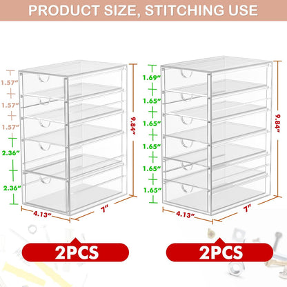 caktraie Versatile Acrylic Makeup Organizer, Drawer Organizer - Transparent Desktop Storage for Cosmetics, Office Supplies & More - Clear Organizer for Home & Office Use