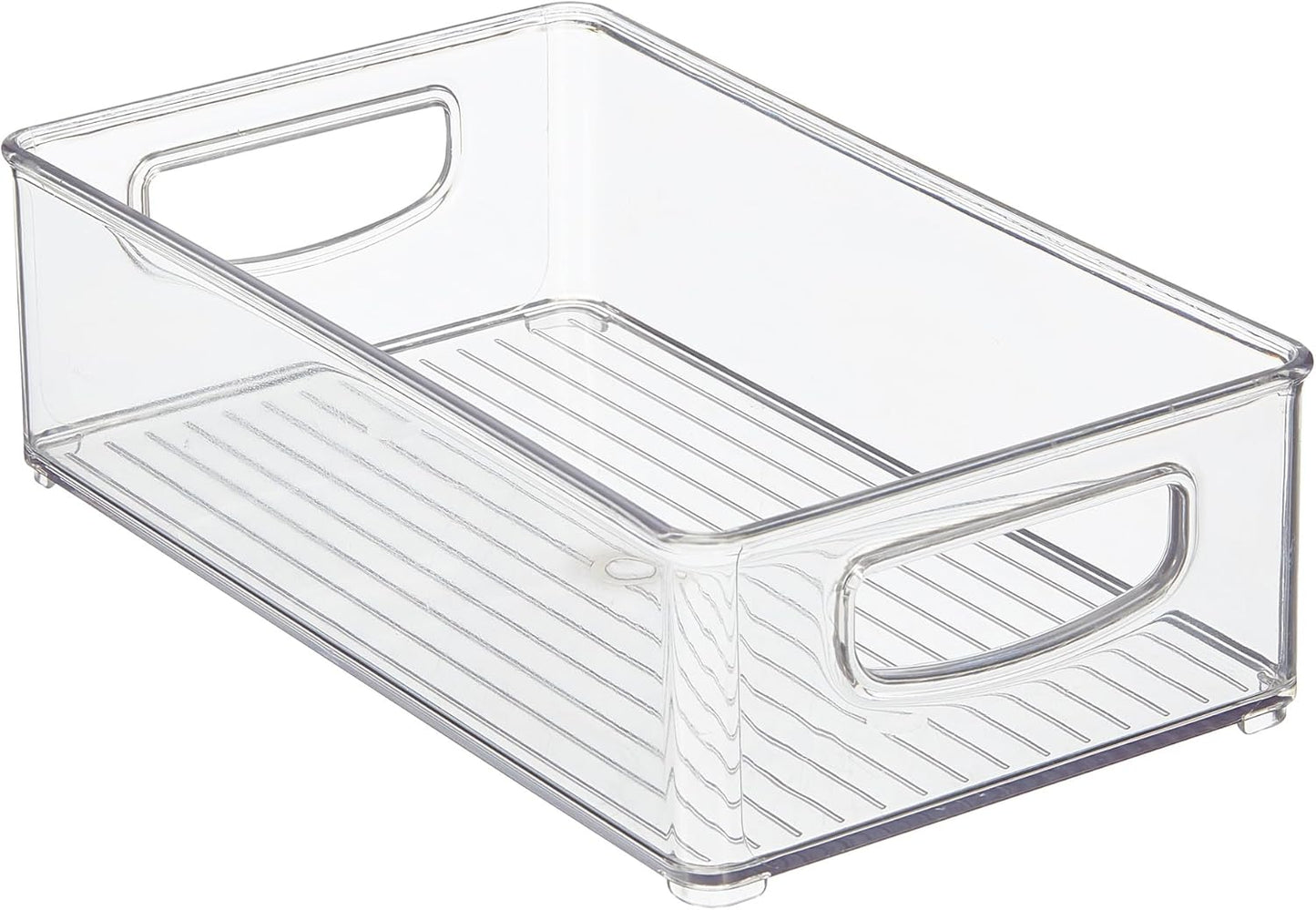 iDesign Stackable Pantry Bin with Handles for Kitchen Storage Set of 2, Clear, Made in USA