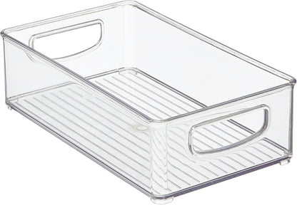 iDesign Stackable Pantry Bin with Handles for Kitchen Storage Set of 2, Clear, Made in USA