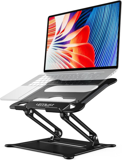 Urmust Laptop Notebook Stand Holder Adjustable Laptop Stand Portable Computer Riser Compatible with MacBook Air Pro HP Dell XPS Lenovo All Laptops 10-15.6"(Rose Gold)