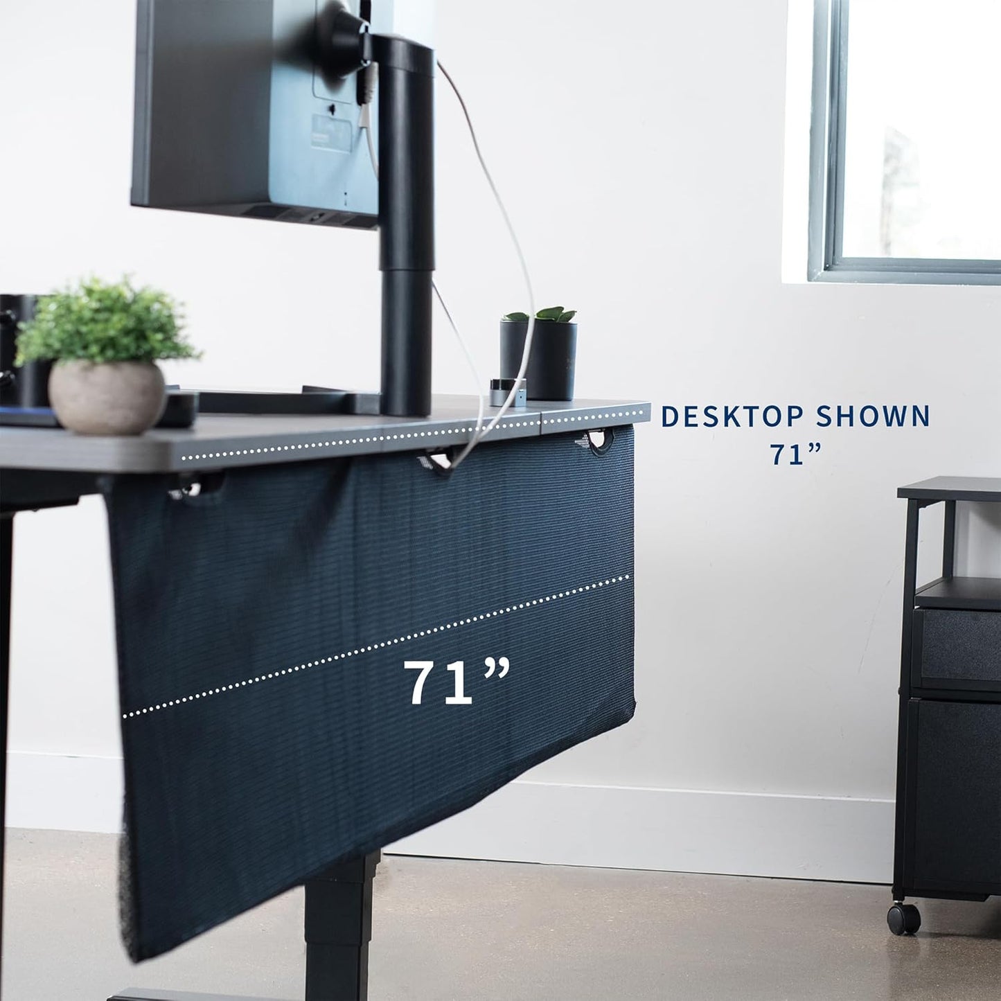 VIVO 60 inch Under Desk Privacy and Cable Management Organizer Sleeve, Wire Hider Kit Panel System, Black, DESK-SKIRT-60