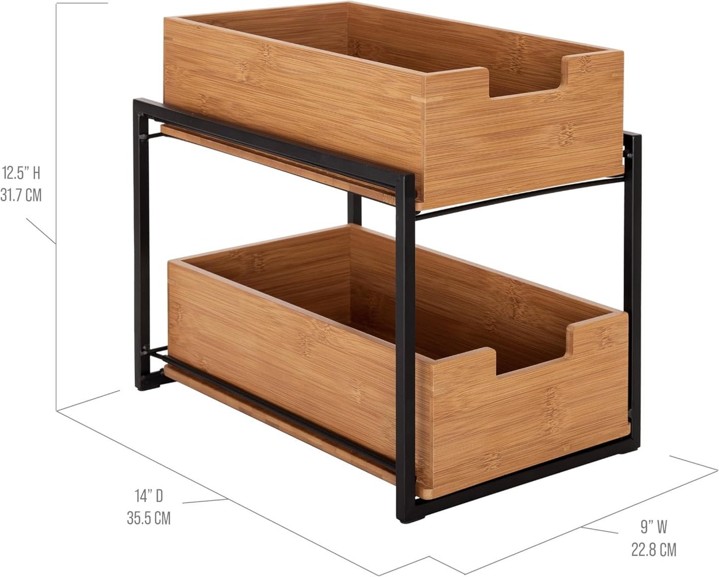 Seville Classics Bamboo Premium Organizer Storage Bins for Kitchen Silverware, Pantry, Closet, Office Desk, Pens, Utensils, Makeup, K Cup, Bamboo, Bag Holder Bin Set (4 Piece)