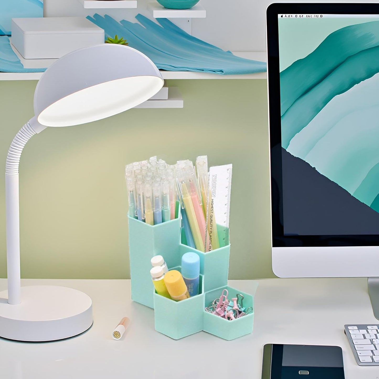 Pencil Organizer Pen Holder for Desk Pens Cup Small Desk Organizer Cute Pen Holder for Office,School and Home (White, 3)