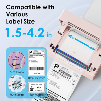 KNAON Bluetooth Thermal Shipping Label Printer, 4x6 Portable Thermal Address Label Printer for Small Business, Compatible with iPhone,Android,Windows,Mac–Works with Etsy Shopify USPS&More, White