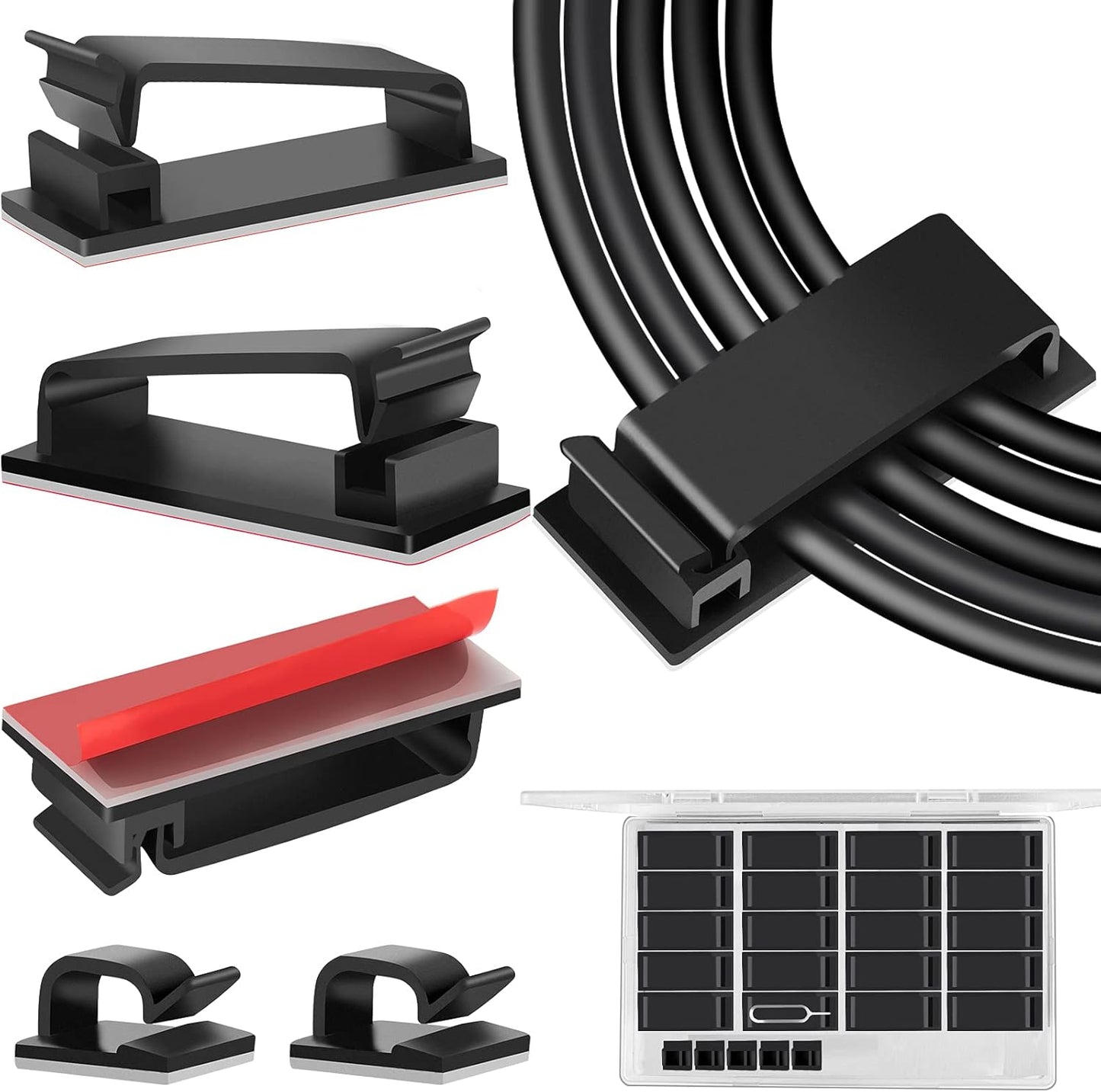 120 PCS Cable Clips, Adhesive Cord Clips for Wires on Wall, Strong Wire Clips Holders Cord Organizer for Cable Management, Christmas Lights, USB, Phone Charger, Cat 6, Car Dash Cam (Small, Black)