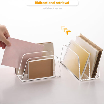 SANRUI 3 Compartments Mail Organizer Letter Holder for Desk ,Vertical Letter Holder,File Sorter Acrylic Desk Organizer Office Supplies,Clear