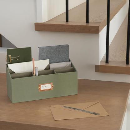 KIBAGA Stylish Linen Mail Organizer for Your Countertop – Easily Organizes Pens, Mail & More in Spacious Compartments on Any Desktop – The Perfect Desk Sorter for Paper & Office Essentials